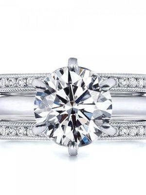Classic White Sapphire Sterling Silver 3PC Wedding Ring Set