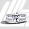 Classic White Sapphire Sterling Silver 3PC Wedding Ring Set