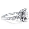Three Stone Cushion Cut Engagement Ring - Sterling Silver, 6 Carat Center