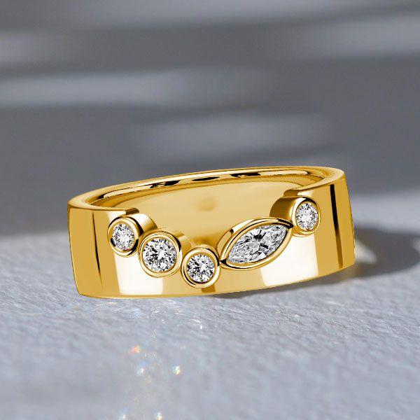 Marquise & Round Cut Half Eternity Wedding Band in Sterling Silver (0.29 CT. TW.)