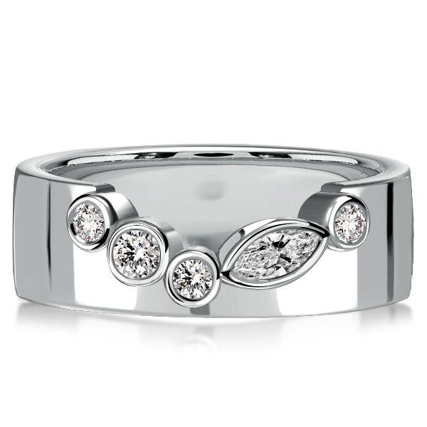 Marquise & Round Cut Half Eternity Wedding Band in Sterling Silver (0.29 CT. TW.)