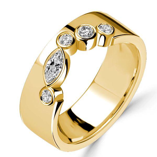 Marquise & Round Cut Half Eternity Wedding Band in Sterling Silver (0.29 CT. TW.)