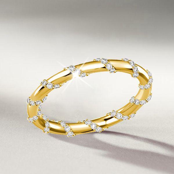 Antique Twist Eternity Wedding Band - 18K Gold Plated Sterling Silver - 0.35 CTW