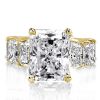 Golden Radiant Eternity Created White Sapphire Engagement Ring - 18K Gold Plated Sterling Silver