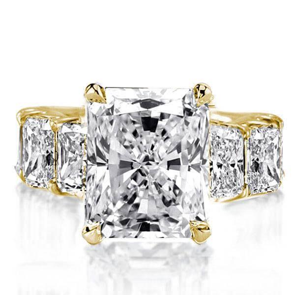 Golden Radiant Eternity Created White Sapphire Engagement Ring - 18K Gold Plated Sterling Silver