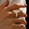Golden Radiant Eternity Created White Sapphire Engagement Ring - 18K Gold Plated Sterling Silver