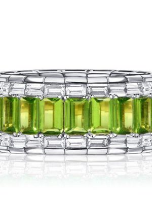 Baguette Peridot Eternity Band - Sterling Silver Ring (5.60 CT. TW.)