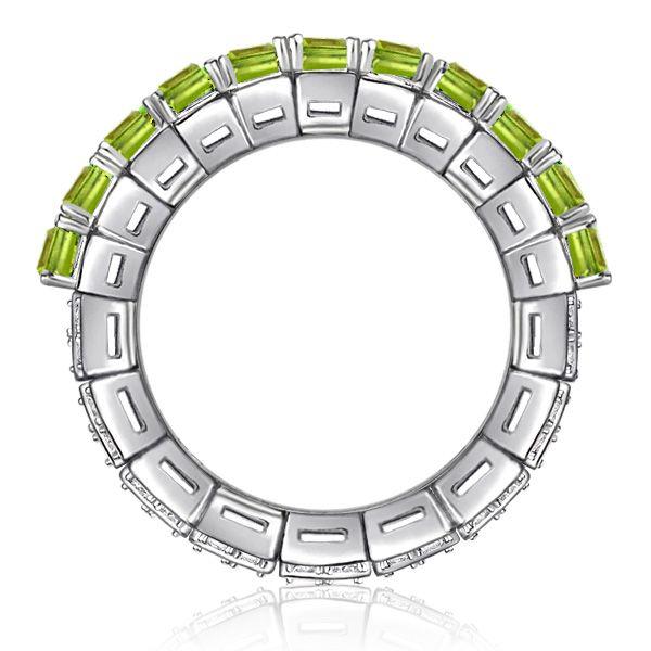 Baguette Peridot Eternity Band - Sterling Silver Ring (5.60 CT. TW.)