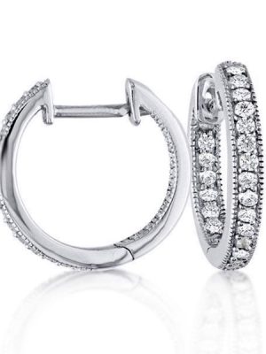 White Sapphire Hoop Earrings - Sterling Silver, 2.00 CT. TW