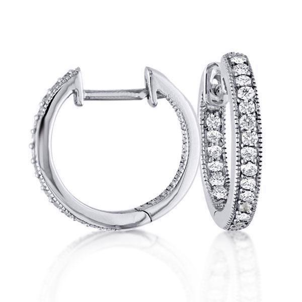 White Sapphire Hoop Earrings - Sterling Silver, 2.00 CT. TW