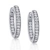 White Sapphire Hoop Earrings - Sterling Silver, 2.00 CT. TW