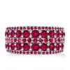 Ruby Wedding Band for Women - Sterling Silver Multi-Row Ring