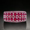 Ruby Wedding Band for Women - Sterling Silver Multi-Row Ring