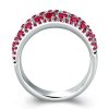 Ruby Wedding Band for Women - Sterling Silver Multi-Row Ring