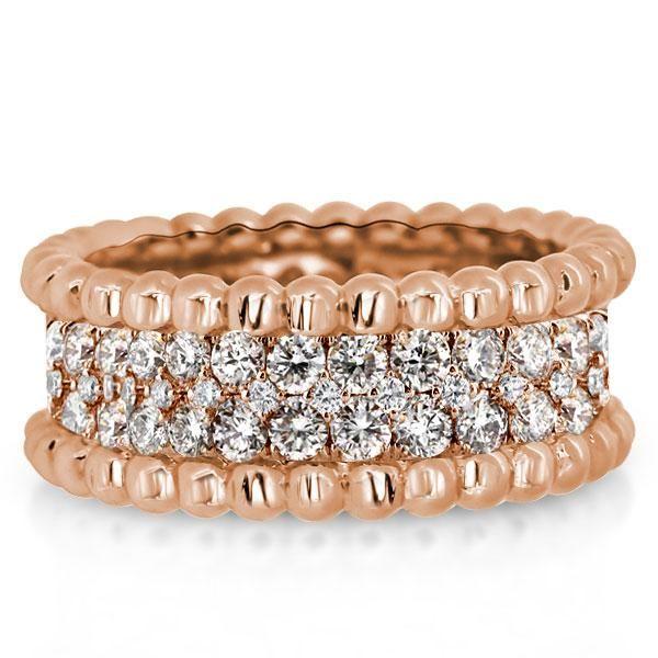 Rose Gold Dot Wedding Band - 1.25 CTW Diamond Accent - 18K Rose Gold Plated Sterling Silver