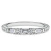 Baguette and Round Cut Half Eternity Wedding Band in Sterling Silver with Gold Plating Options