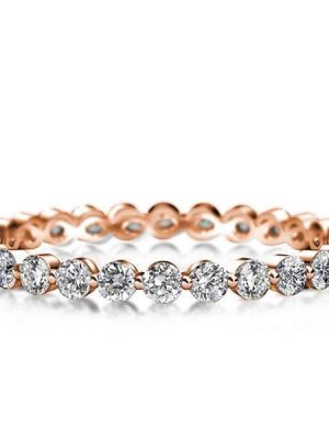 Rose Gold Eternity Wedding Band - Created White Sapphire - 18K Rose Gold Plated Sterling Silver