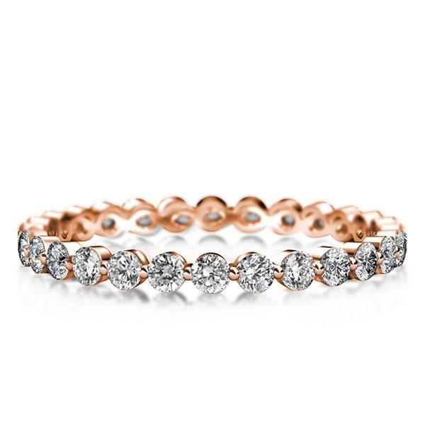 Rose Gold Eternity Wedding Band - Created White Sapphire - 18K Rose Gold Plated Sterling Silver