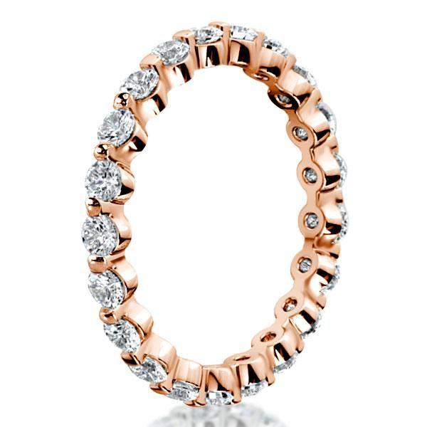 Rose Gold Eternity Wedding Band - Created White Sapphire - 18K Rose Gold Plated Sterling Silver