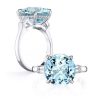 Aquamarine Three Stone Engagement Ring - 925 Sterling Silver