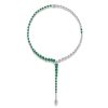 Pear Cut Green Created Sapphire Necklace in Rhodium Plated 925 Sterling Silver