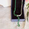 Pear Cut Green Created Sapphire Necklace in Rhodium Plated 925 Sterling Silver