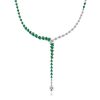 Pear Cut Green Created Sapphire Necklace in Rhodium Plated 925 Sterling Silver
