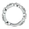 Emerald & Pear Halo Wedding Band in Sterling Silver - Bridal Ring