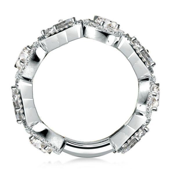 Emerald & Pear Halo Wedding Band in Sterling Silver - Bridal Ring
