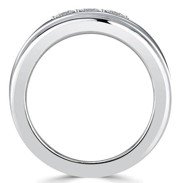 Triple Row Blue Sapphire and Ruby Wedding Band in 925 Sterling Silver