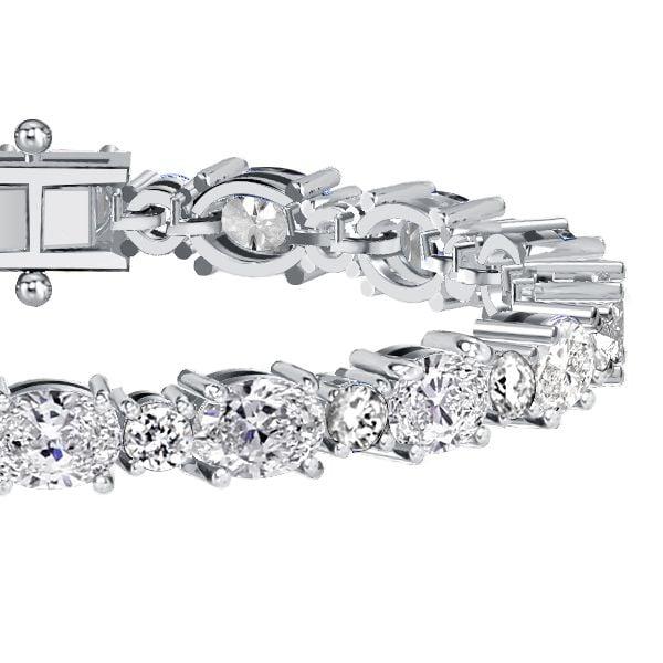 Sterling Silver Tennis Bracelet with Alternating Oval and Round Cut Stones