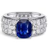Sterling Silver Pear Cut Blue Sapphire Floral Engagement Ring with 7.94 CTW