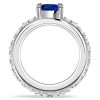 Sterling Silver Pear Cut Blue Sapphire Floral Engagement Ring with 7.94 CTW
