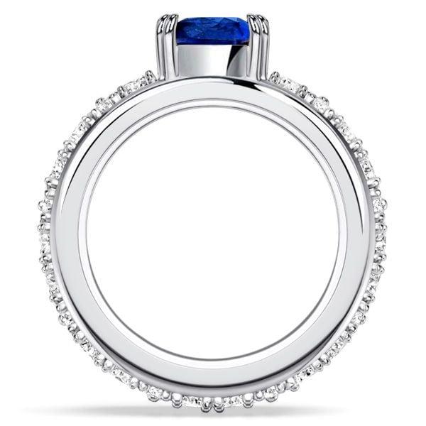 Sterling Silver Pear Cut Blue Sapphire Floral Engagement Ring with 7.94 CTW