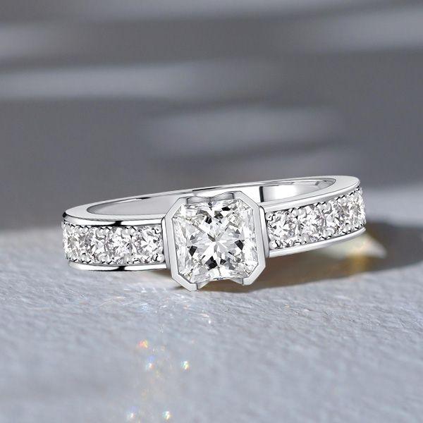 Princess Cut White Sapphire Engagement Ring Set - 925 Sterling Silver