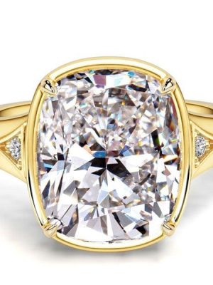 5.5 CT. Cushion Cut Engagement Ring for Women in 18K Gold Plated Sterling Silver