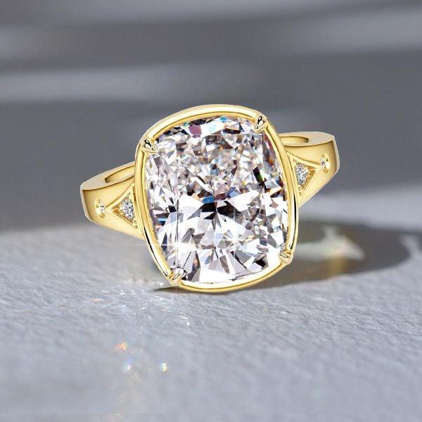 5.5 CT. Cushion Cut Engagement Ring for Women in 18K Gold Plated Sterling Silver