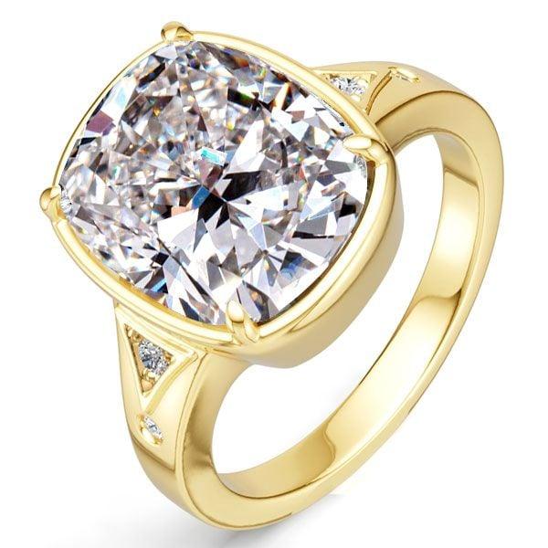 5.5 CT. Cushion Cut Engagement Ring for Women in 18K Gold Plated Sterling Silver