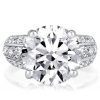 Three Row Half Eternity Classic Round Simulated Diamond Engagement Ring in Sterling Silver