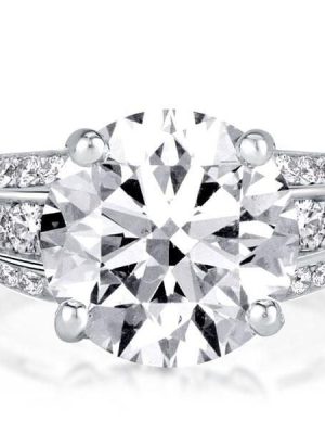 Three Row Half Eternity Classic Round Simulated Diamond Engagement Ring in Sterling Silver