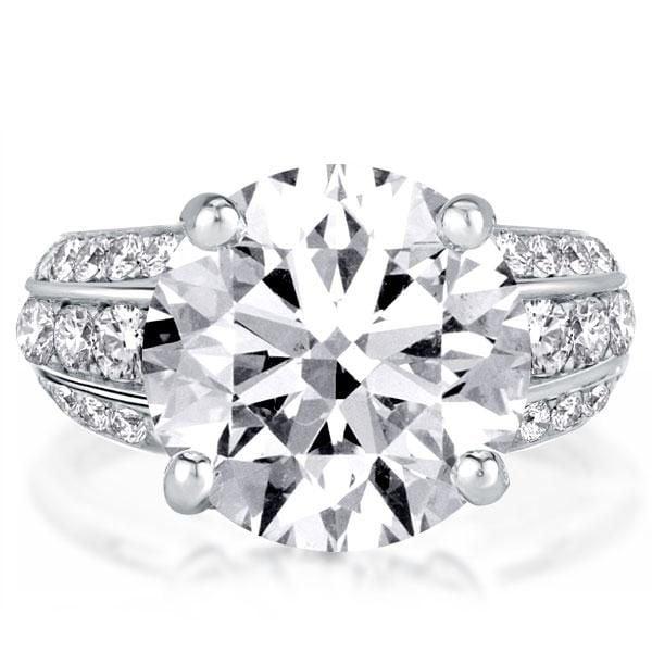 Three Row Half Eternity Classic Round Simulated Diamond Engagement Ring in Sterling Silver