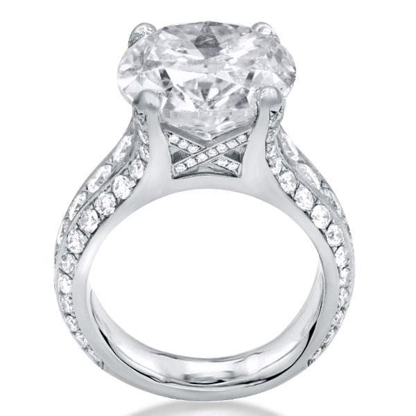 Three Row Half Eternity Classic Round Simulated Diamond Engagement Ring in Sterling Silver