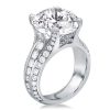 Three Row Half Eternity Classic Round Simulated Diamond Engagement Ring in Sterling Silver