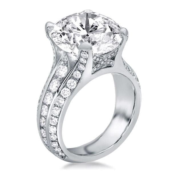 Three Row Half Eternity Classic Round Simulated Diamond Engagement Ring in Sterling Silver