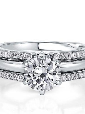 Classic Women's Sterling Silver Bridal Ring Set - 2.00 CT Center Stone
