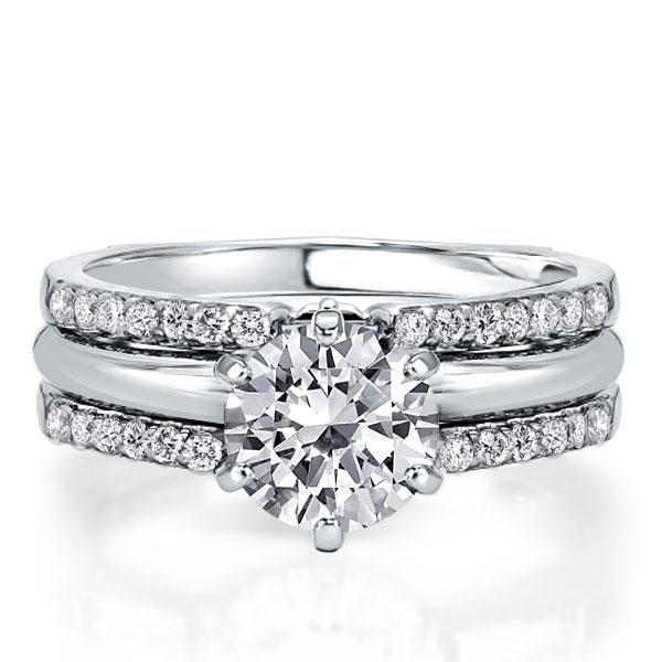 Classic Women's Sterling Silver Bridal Ring Set - 2.00 CT Center Stone
