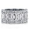 Triple Row Emerald Cut Eternity Wedding Band in Sterling Silver with Simulated Diamonds