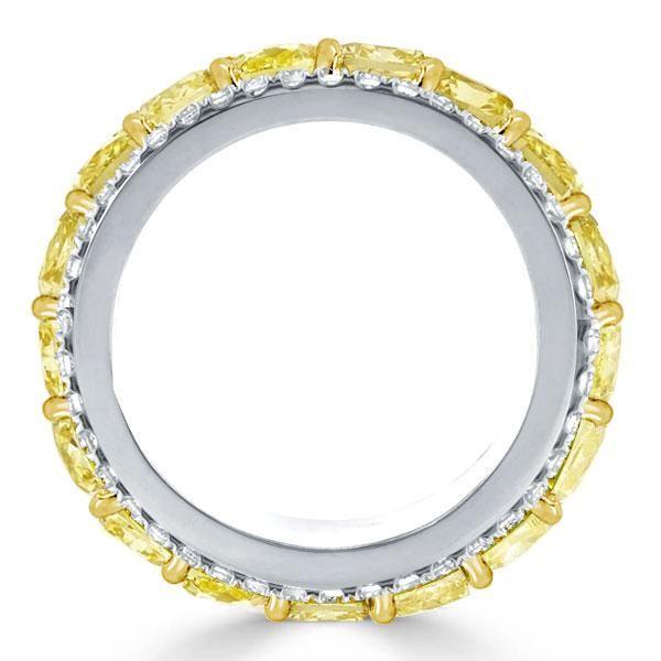 Two-Tone Cushion Cut Wedding Band - Sterling Silver & Yellow Gold