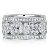 White Sapphire Floral Eternity Band Ring in Sterling Silver - 2.14 CT. TW.