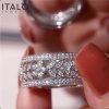 White Sapphire Floral Eternity Band Ring in Sterling Silver - 2.14 CT. TW.